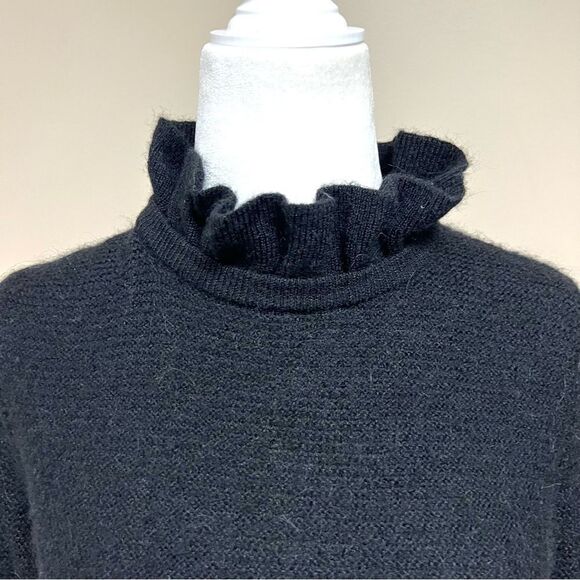 J Crew alpaca blend black sweater with ruffled color S - Picture 2 of 10